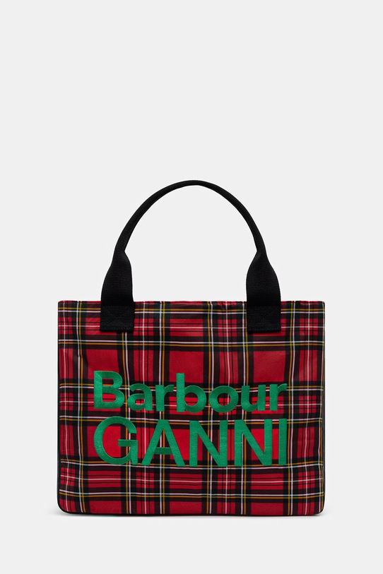 Barbour torebka bawełniana x GANNI Wax Tote Bag tekstylny czerwony LBA0462TN11