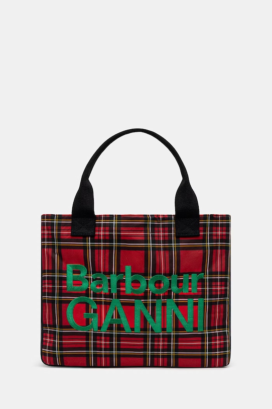 Barbour geantă de bumbac x GANNI Wax Tote Bag cu modele rosu LBA0462TN11