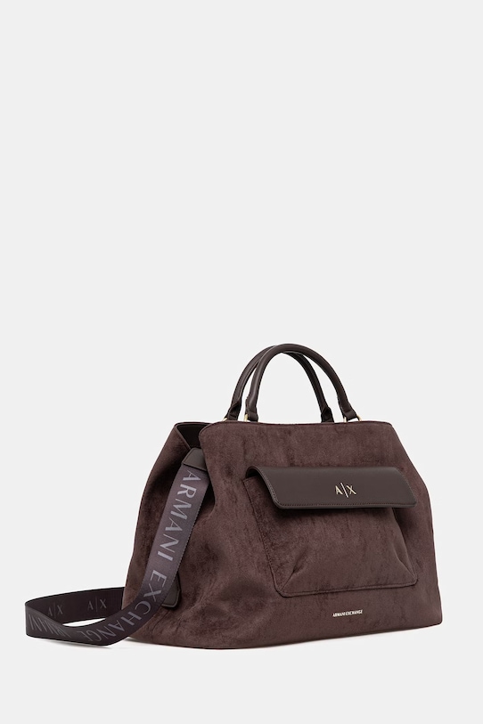 Armani Exchange borsa shopper da donna in imitazione di scamoscio XW001542.AF22630 marrone SS26