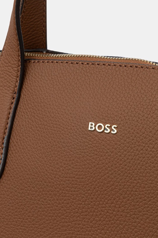BOSS tote γυναικεία από απομίμηση δέρματος Lenah Zip Tote M καφέ 50563396