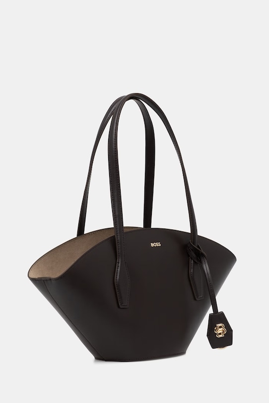 BOSS geantă shopper pentru femei, din piele NUMAH Chapelier Tote 50563842 maro SS26