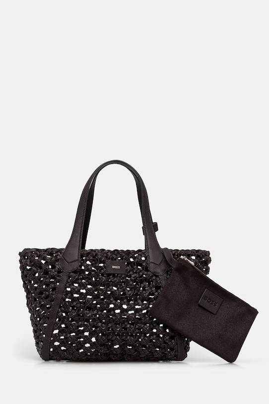 BOSS shopper γυναικεία δερμάτινη Lenah Tote W καφέ 50563411
