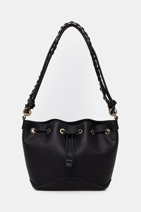 HUGO torbica - vreča ženska iz umetnega usnja Ilary_Drawstring črna 50562975