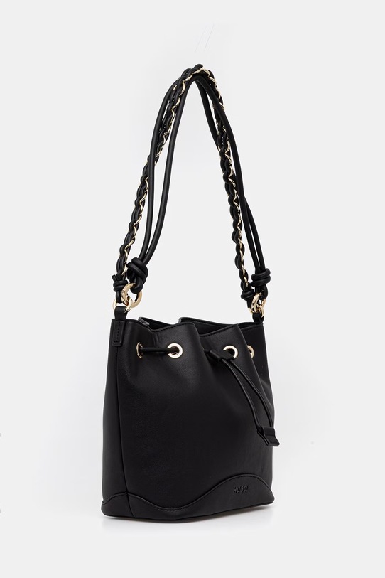 HUGO torbica - vreča ženska iz umetnega usnja Ilary_Drawstring 50562975 črna SS26