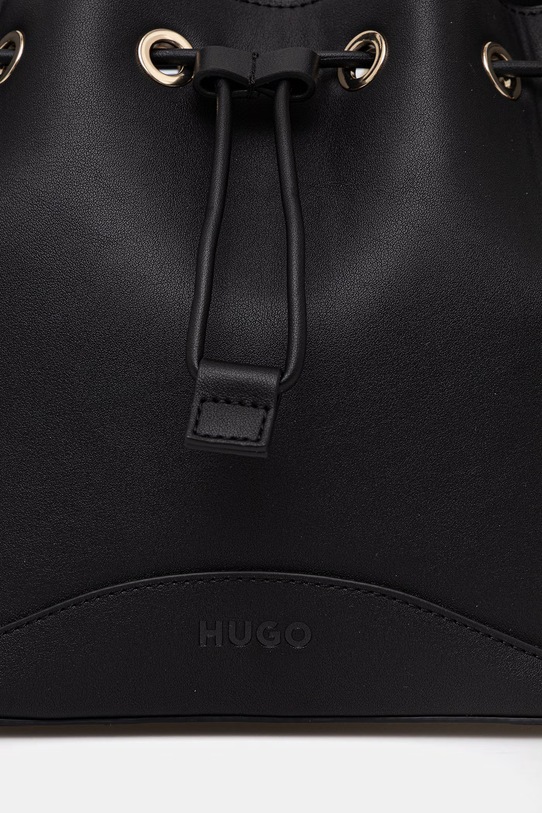 HUGO torbica - vreča ženska iz umetnega usnja Ilary_Drawstring črna 50562975