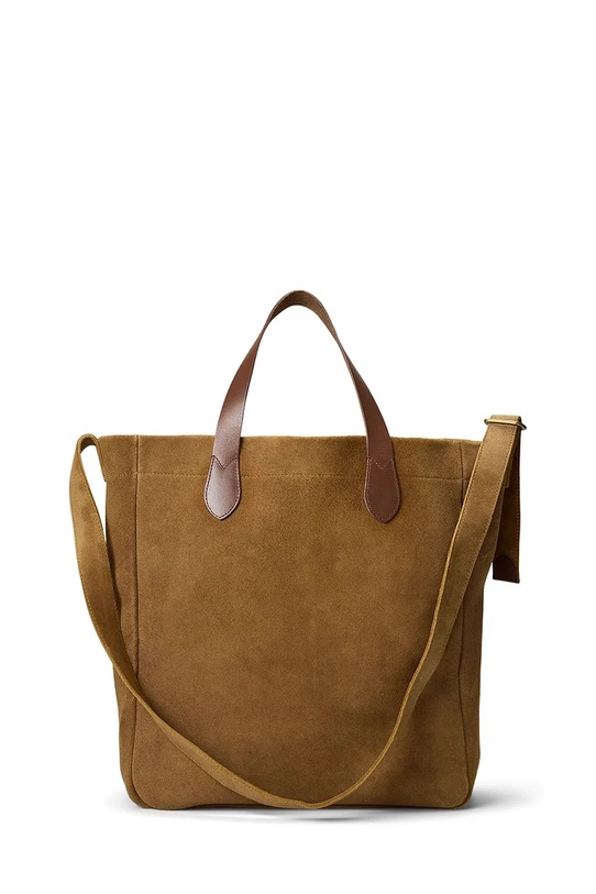 Polo Ralph Lauren SUEDE/LEATHER-FLAG TOTE-TTE-LRG шопинг чанта дамска от велур 405P08099001 кафяв SS26