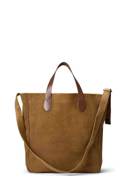 Polo Ralph Lauren SUEDE/LEATHER-FLAG TOTE-TTE-LRG шопинг чанта дамска от велур 405P08099001 кафяв SS26