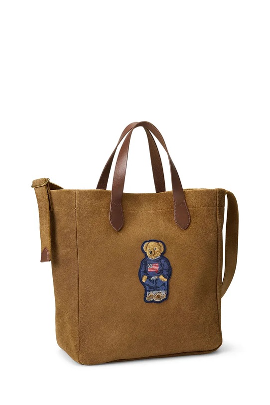 Аксесоари Polo Ralph Lauren SUEDE/LEATHER-FLAG TOTE-TTE-LRG шопинг чанта дамска от велур 405P08099001 кафяв