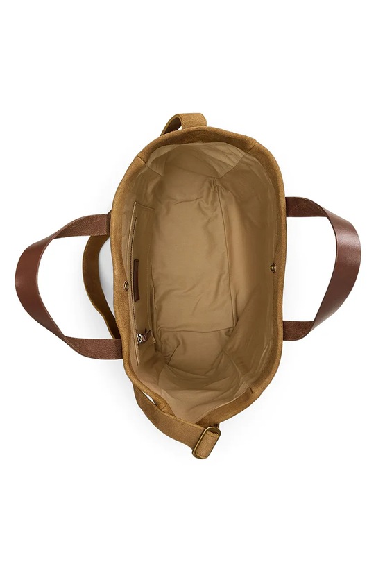 Polo Ralph Lauren SUEDE/LEATHER-FLAG TOTE-TTE-LRG шопинг чанта дамска от велур кафяв 405P08099001