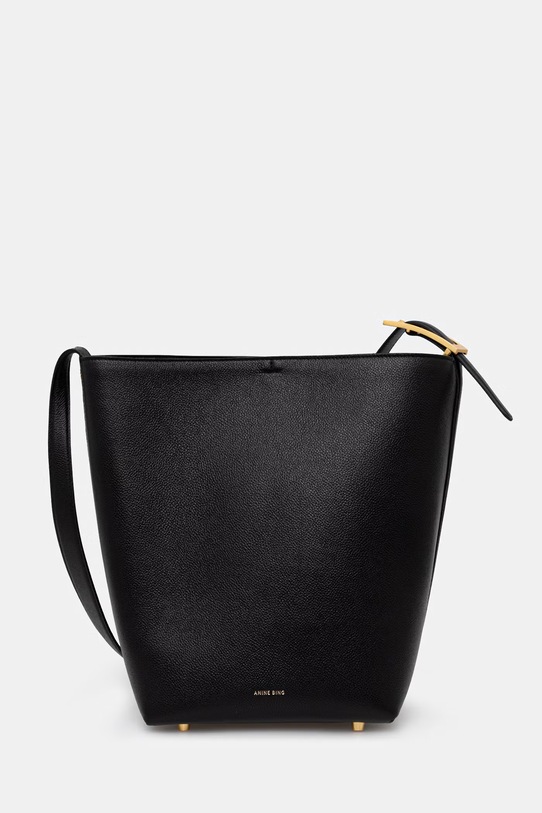 Anine Bing ELLY BUCKET BAG GRAINED LEATHER - BLACK torebka damska skórzana czarny A.13.12178.BLK1