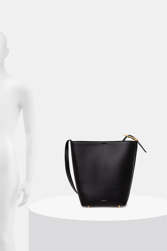 Anine Bing ELLY BUCKET BAG GRAINED LEATHER - BLACK torebka damska skórzana A.13.12178.BLK1