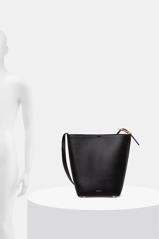 Anine Bing ELLY BUCKET BAG GRAINED LEATHER - BLACK torebka damska skórzana A.13.12178.BLK1