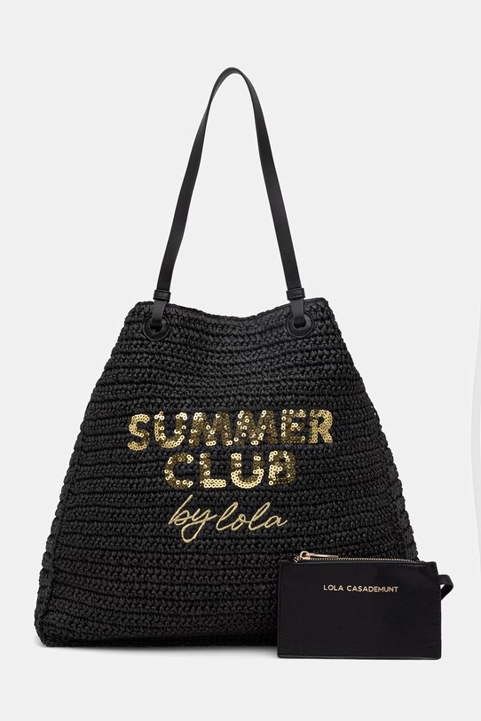 Τσάντα παραλίας Lola Casademunt απομίμηση λείου δέρματος μαύρο LS2604057