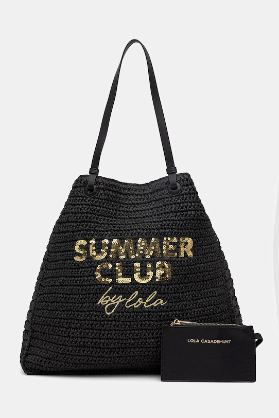 Τσάντα παραλίας Lola Casademunt απομίμηση λείου δέρματος μαύρο LS2604057