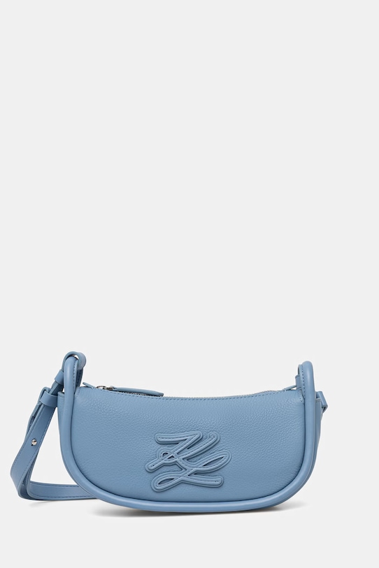 Karl Lagerfeld μικρή τσάντα γυναικεία δερμάτινη K/AUTOGRAPH μπλε B2W30235