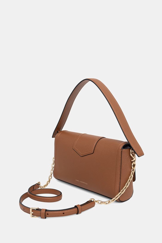 Doplňky Karl Lagerfeld crossbody kabelka dámská kožená K/NOVA B2W30098 hnědá