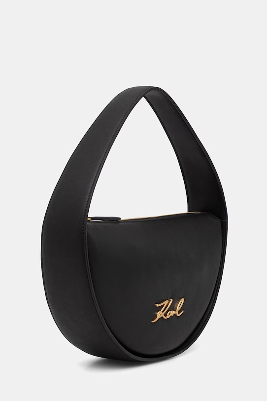 Karl Lagerfeld torebka rogal damska skórzana K/SIGNATURE B2W30004 czarny SS26