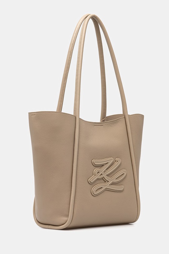 Karl Lagerfeld torebka shopper damska skórzana K/AUTOGRAPH B2W30051 beżowy SS26