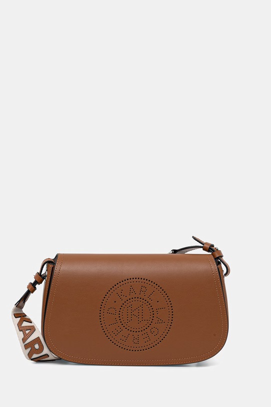 Karl Lagerfeld μικρή παιδική δερμάτινη τσάντα K/CIRCLE καφέ B2W30015