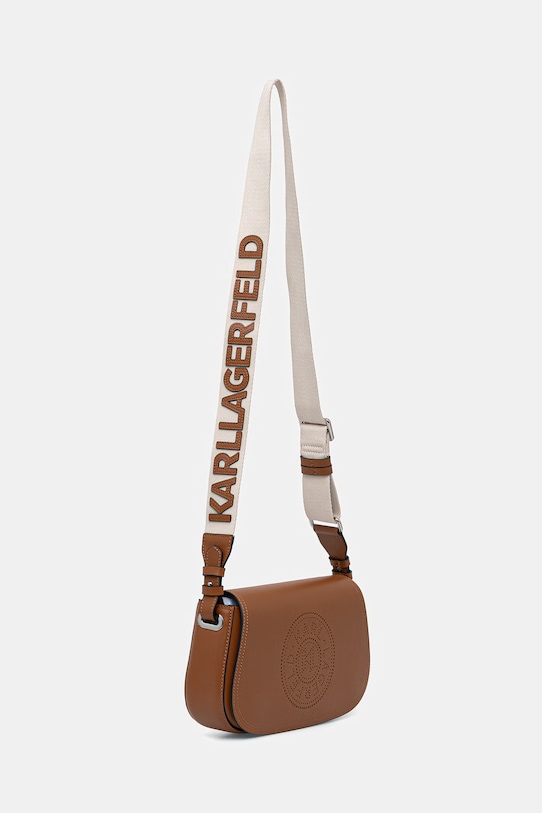 Karl Lagerfeld μικρή παιδική δερμάτινη τσάντα K/CIRCLE B2W30015 καφέ SS26