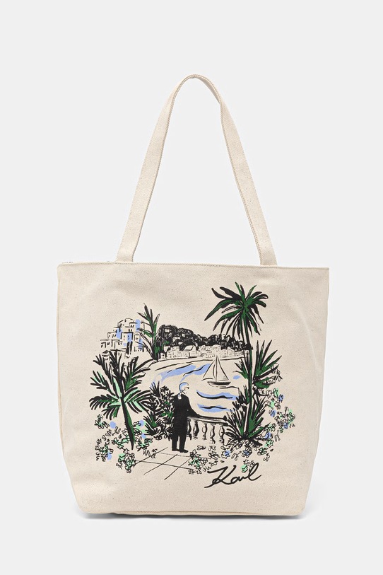 Karl Lagerfeld torebka shopper damska bawełniana K/ESSENTIAL beżowy B2W50019