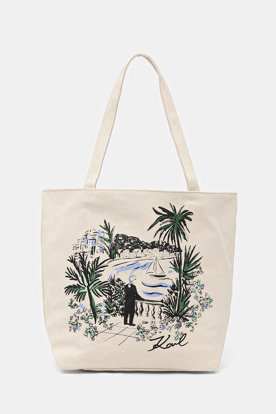 Karl Lagerfeld torebka shopper damska bawełniana K/ESSENTIAL beżowy B2W50019