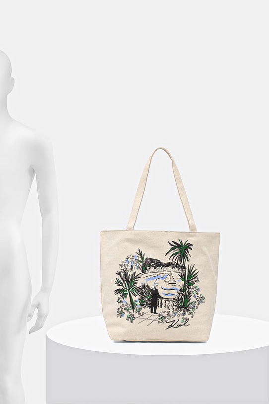 Karl Lagerfeld torebka shopper damska bawełniana K/ESSENTIAL B2W50019 beżowy