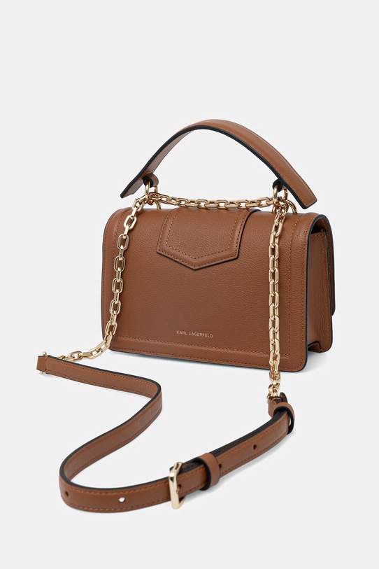 Doplňky Karl Lagerfeld crossbody kabelka ženská kožená K/NOVA B2W30231 hnědá