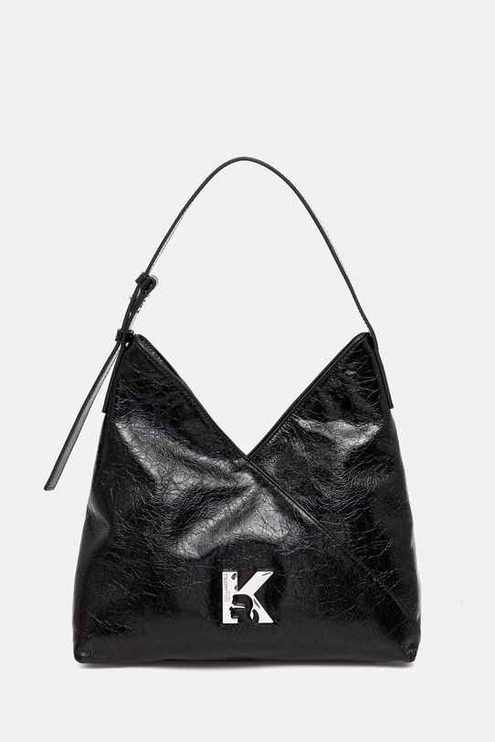 Δερμάτινη τσάντα Karl Lagerfeld Jeans απλικέ μαύρο B1W30187