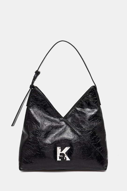 Δερμάτινη τσάντα Karl Lagerfeld Jeans απλικέ μαύρο B1W30187