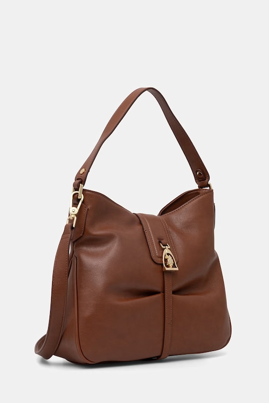 U.S. Polo Assn. torebka worek damska z imitacji skóry BENSON BEU7B9038WVP brązowy SS26