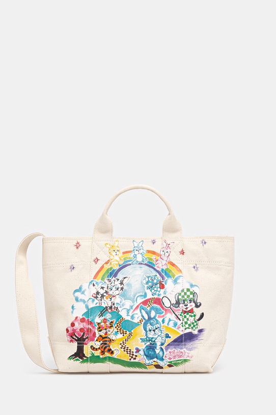 Kenzo torebka bawełniana Shopper/Tote bag tekstylny beżowy FG58SA910F35