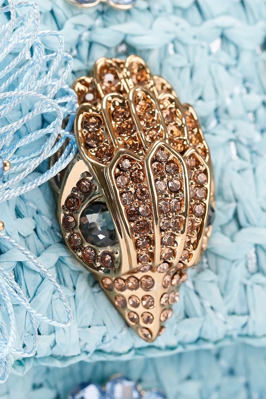 Kurt Geiger London torebka crossbody damska Raffia Mini Kensington niebieski 5576883999