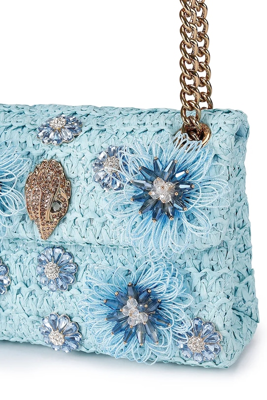 Kurt Geiger London torebka crossbody damska Raffia Mini Kensington 5576883999 niebieski