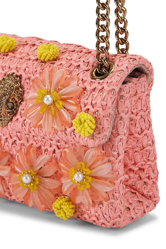 Kurt Geiger London torebka crossbody damska Raffia Mini Kensington 5576896999 pomarańczowy