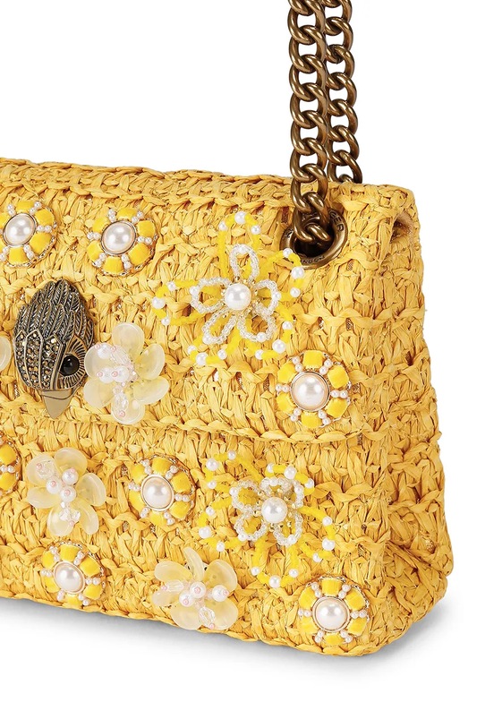 Kurt Geiger London torebka crossbody damska Raffia Mini Kensington 5576893999 żółty