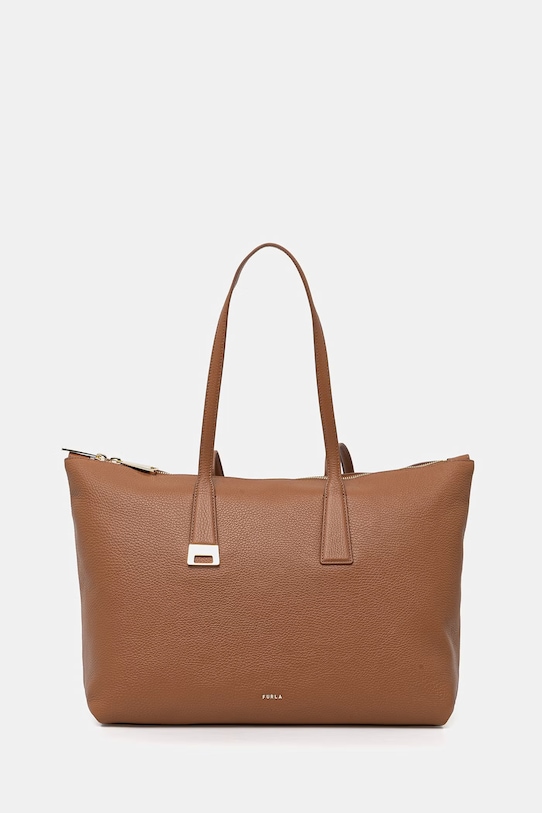 Furla torebka shopper damska skórzana Olivia L Tote brązowy WB01940.HSF000.4557S