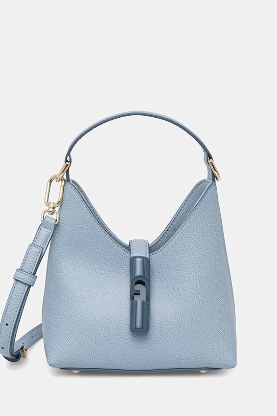 Furla чанта дамска от кожа Iride Mini Hobo син WE00876.ARE000.CDZ00