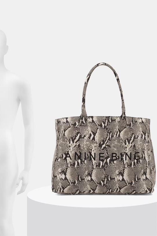 Anine Bing Leo torebka tote damska bawełniana beżowy A.13.11841.MTL100