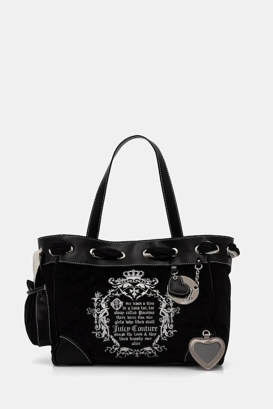 Juicy Couture torebka shopper damska bawełniana DAYDREAMER czarny BEJD09883WC2