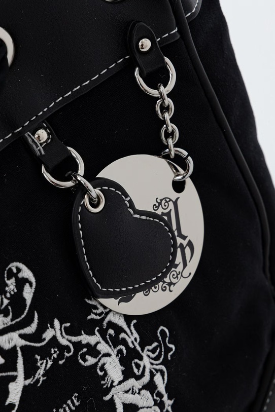 Juicy Couture torebka shopper damska bawełniana DAYDREAMER czarny BEJD09883WC2