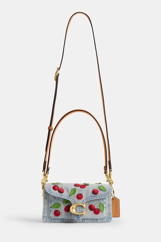 Αξεσουάρ Coach χιαστί Γυναικεία δερμάτινη Cherry Embroidered Denim Tabby 20 CDZ33 μπλε