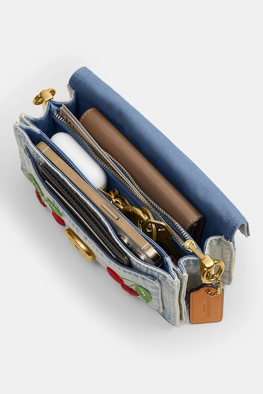 Coach сумка crossbody женская кожаная Cherry Embroidered Denim Tabby 20 CDZ33 голубой