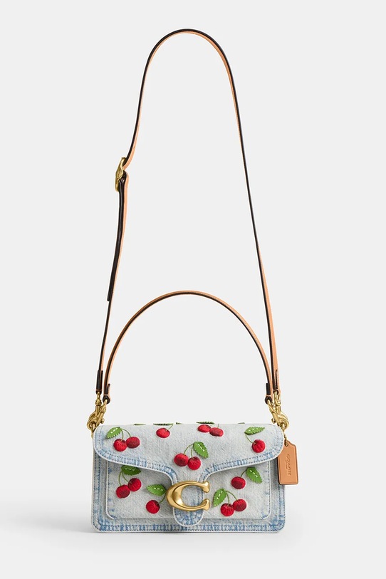 Аксессуары Coach сумка crossbody для женщин кожаная Cherry Embroidered Denim Tabby 26 CDZ32 голубой
