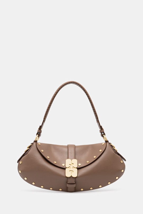 GANNI B-Kat Studs torebka rogal damska skórzana brązowy B2060040