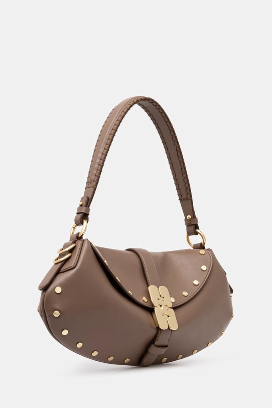 GANNI B-Kat Studs torebka rogal damska skórzana B2060040 brązowy SS26