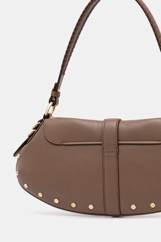 Akcesoria GANNI B-Kat Studs torebka rogal damska skórzana B2060040 brązowy