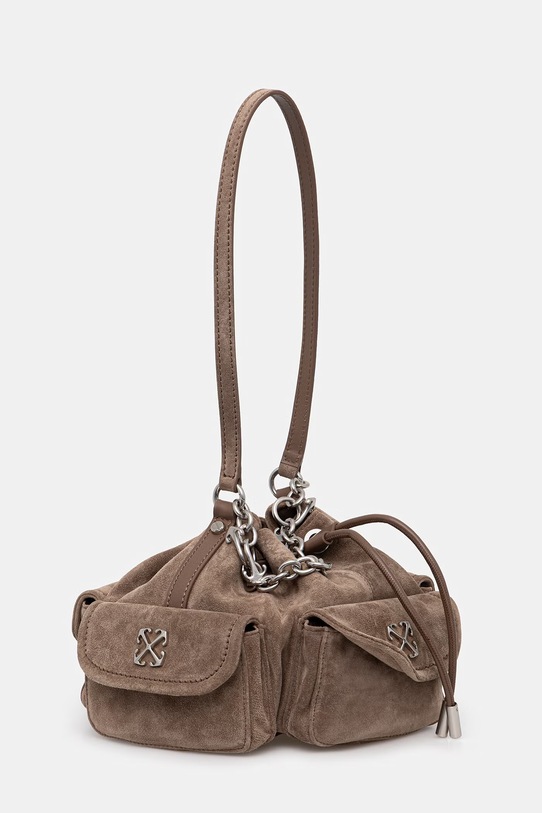 Off-White Dumbo.B torebka worek damska zamszowa OWMY002S26LEA001 brązowy SS26
