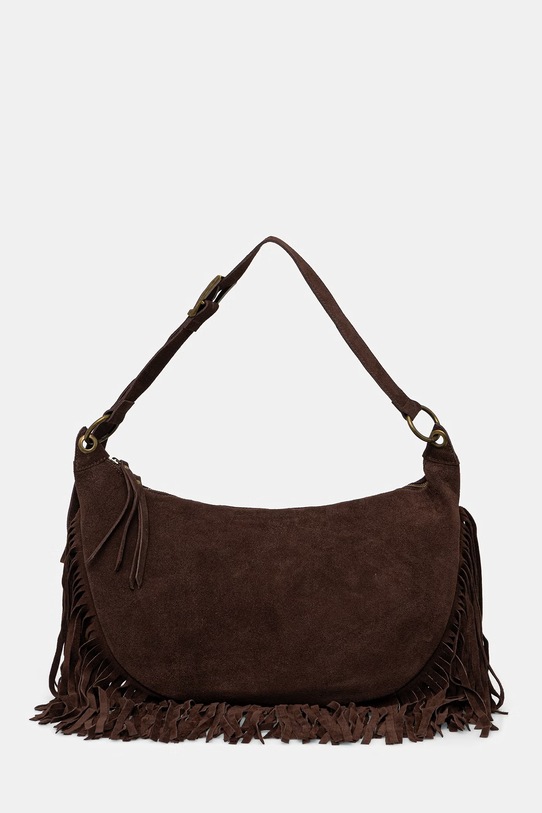 ViCOLO geantă croissant femeiască din piele întoarsă maro XAB0062