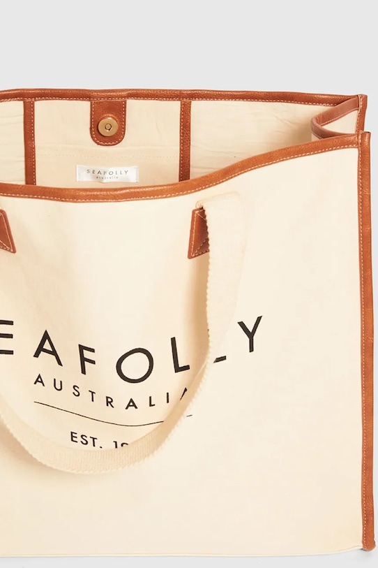 Akcesoria Seafolly torebka tote damska bawełniana Canvas Tote 71763.BG beżowy